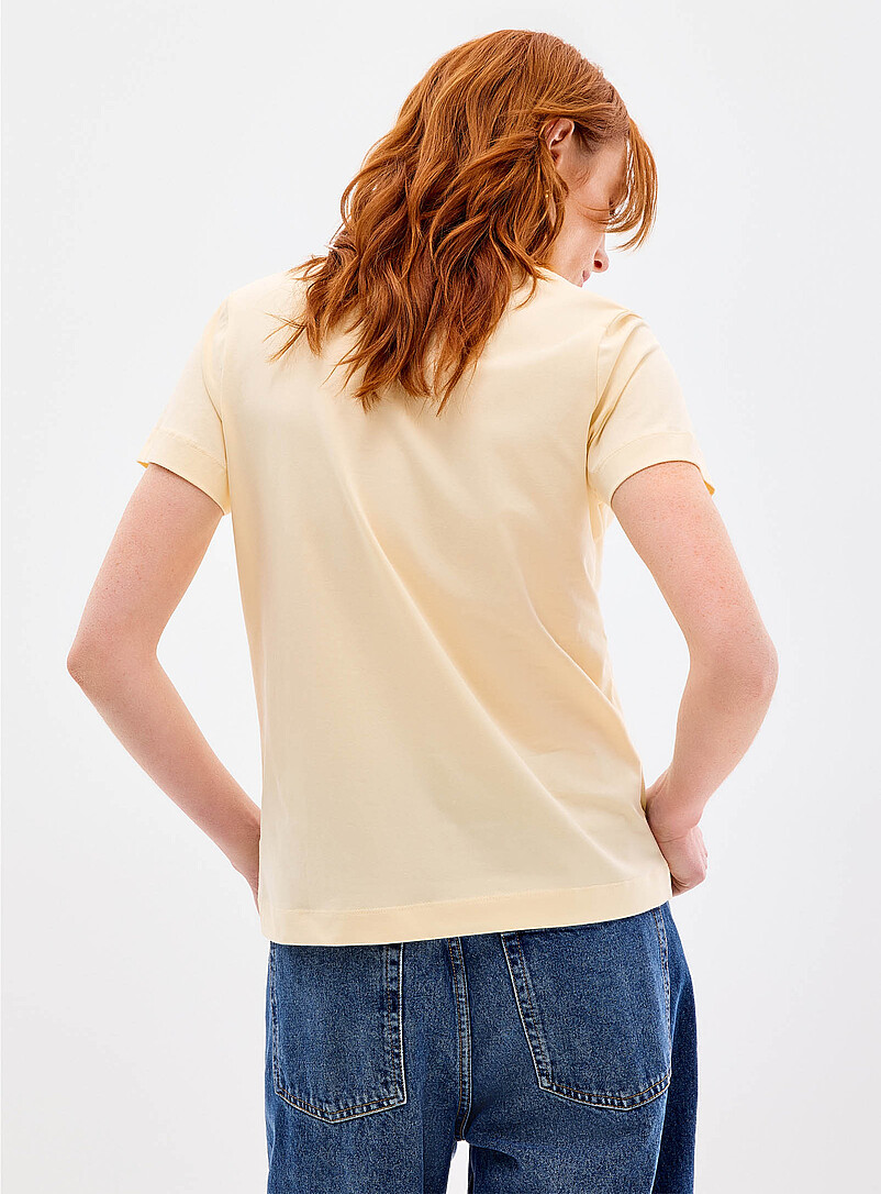 Contemporaine Black SUPIMA&reg; cotton V-neck T-shirt for women