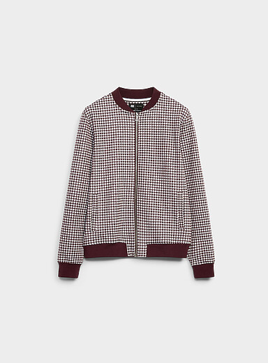 Le cardigan bomber jacquard carreaux