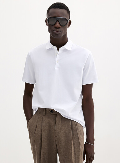 Le 31: Le polo coton SUPIMAᴹᴰ <b>Coupe standard</b> Blanc pour homme