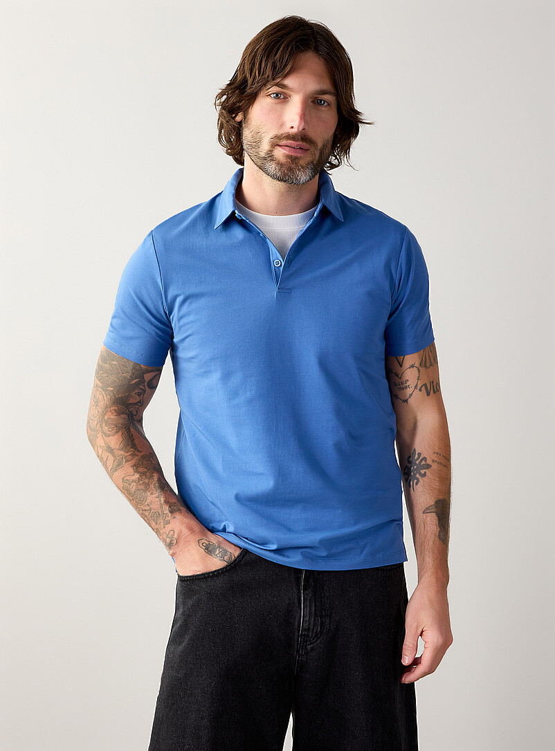 Le 31: Le polo coton SUPIMAᴹᴰ <b>Coupe standard</b> Bleu p&acirc;le - Bleu ciel pour homme