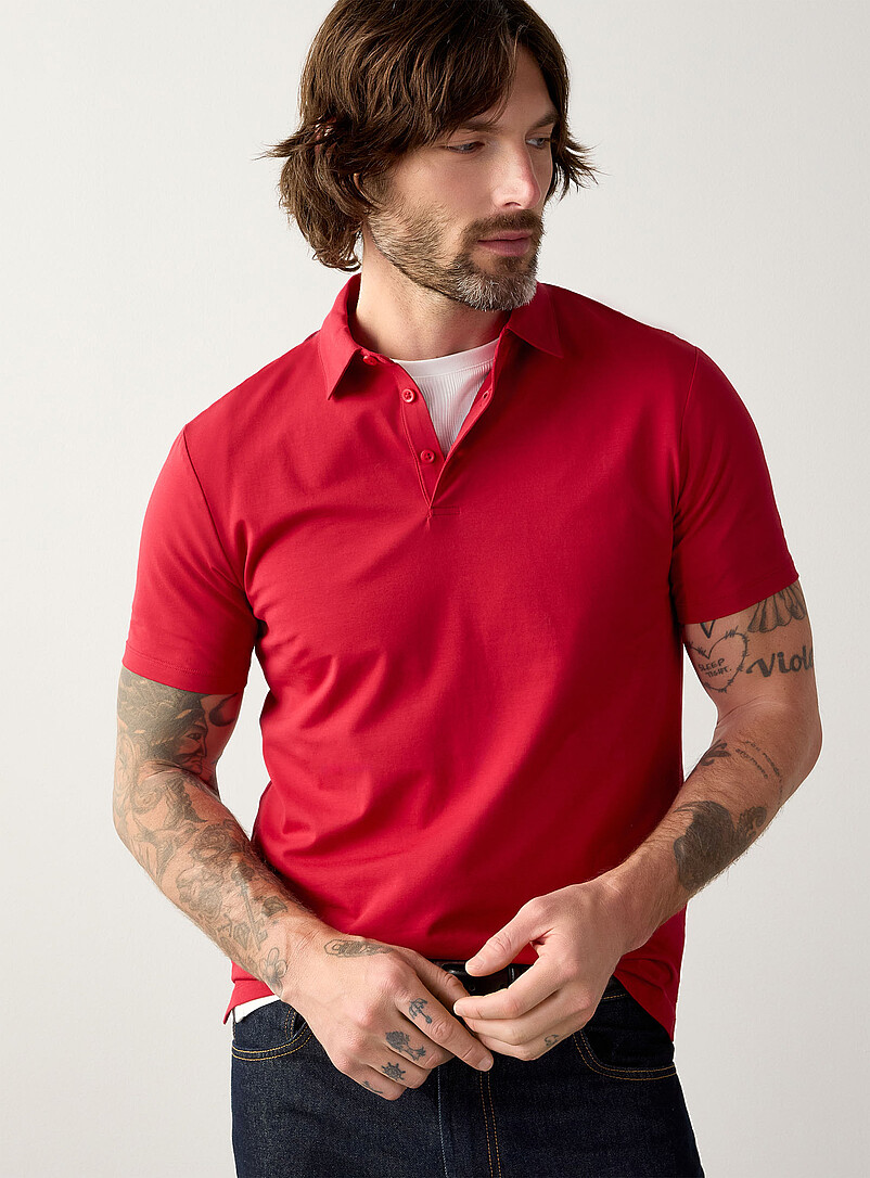 Le 31: Le polo coton SUPIMAᴹᴰ <b>Coupe standard</b> Bleu p&acirc;le - Bleu ciel pour homme