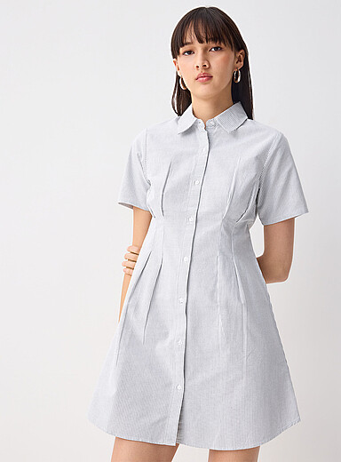 La robe chemise oxford taille cintr&eacute;e
