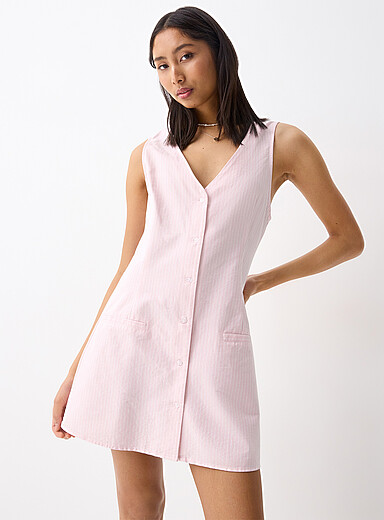 V-neck oxford shirtdress