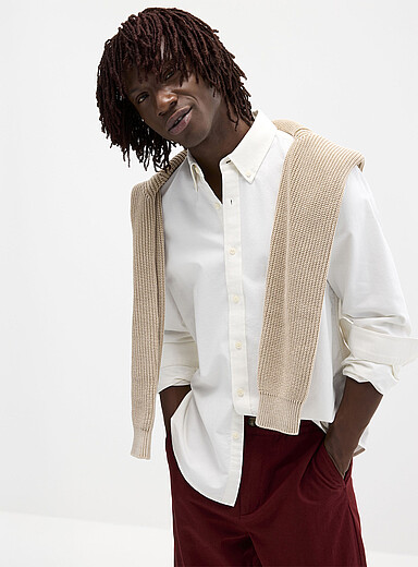 Le 31: La chemise oxford <b>Coupe confort</b> Blanc pour homme