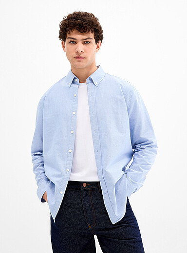 Le 31: La chemise oxford <b>Coupe confort</b> Bleu p&acirc;le - Bleu ciel pour homme