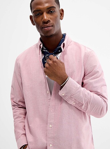 Le 31 Raspberry/Cherry Red Oxford shirt <b>Comfort fit</b> for men
