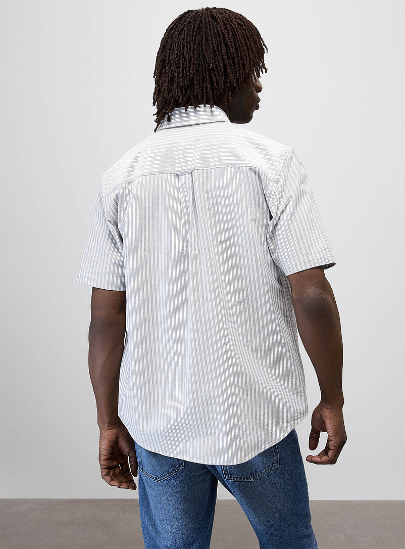 Le 31 Green Short-sleeve striped Oxford shirt <b>Comfort fit</b> for men