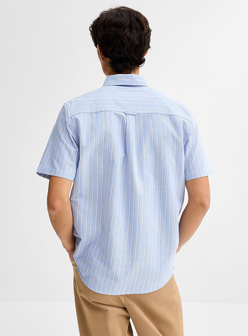Le 31 Green Short-sleeve striped Oxford shirt <b>Comfort fit</b> for men