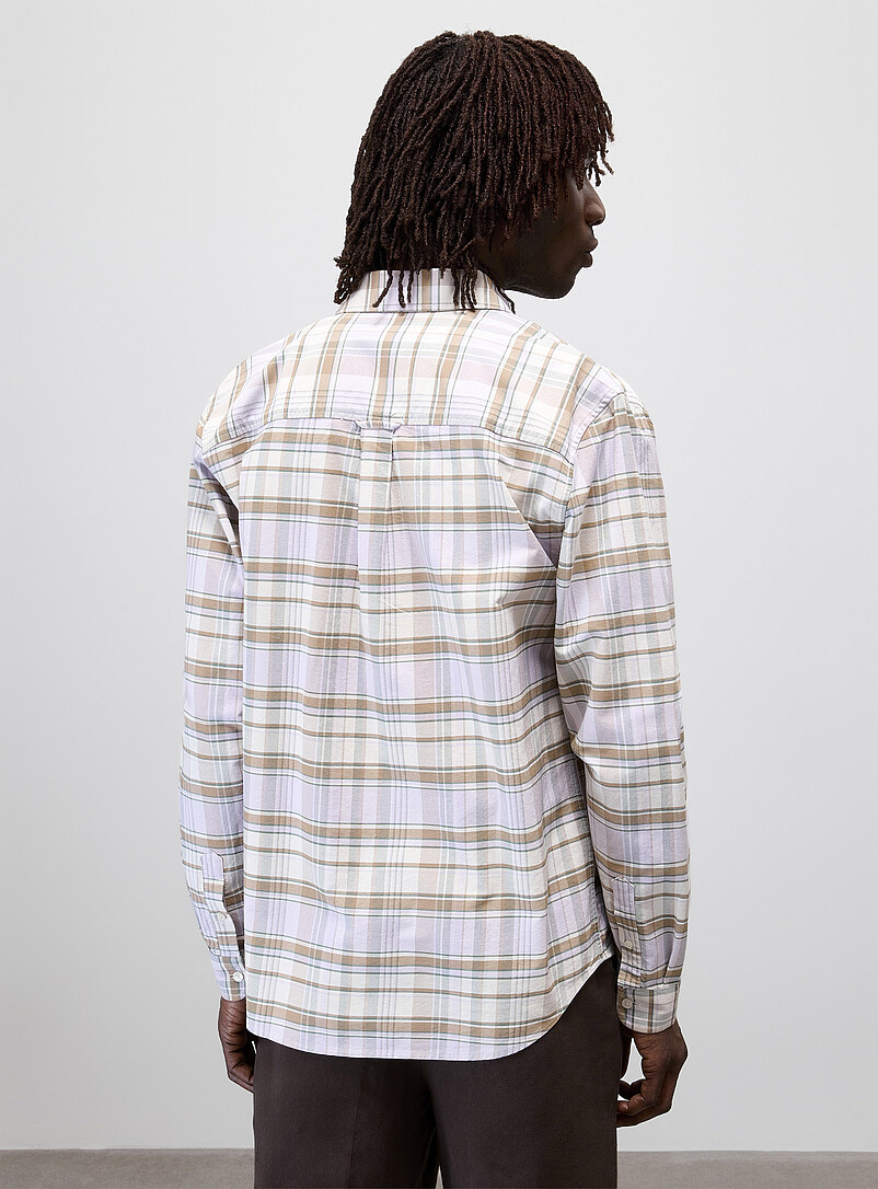 Le 31: La chemise oxford &agrave; carreaux <b>Coupe confort</b> Bleu &agrave; motifs pour homme