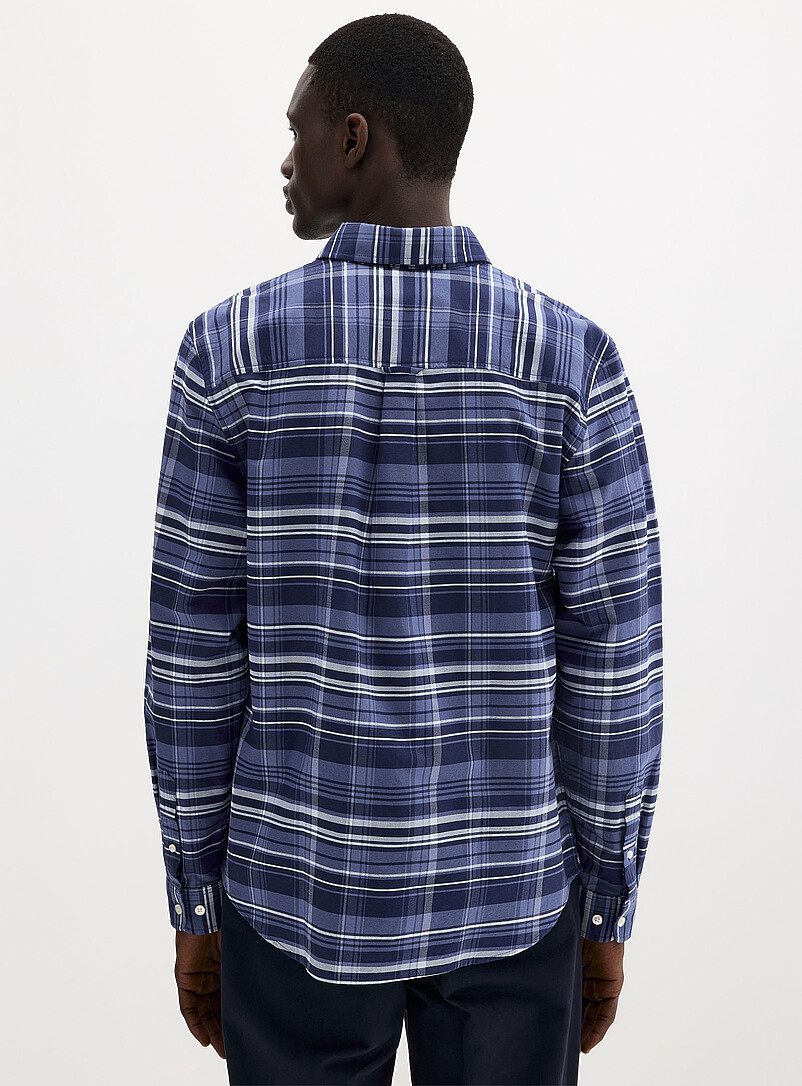 Le 31: La chemise oxford &agrave; carreaux <b>Coupe confort</b> Bleu &agrave; motifs pour homme
