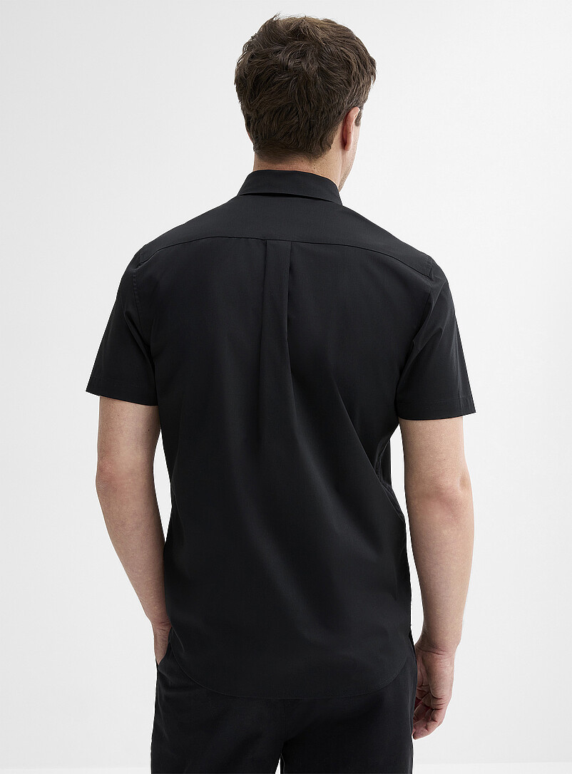 Le 31 Blue Short-sleeve solid shirt <b>Modern fit</b> for men