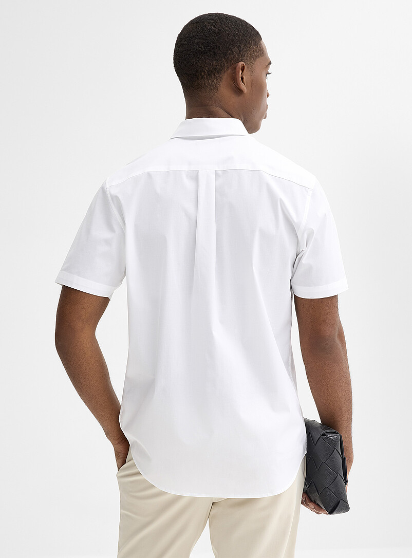 Le 31: La chemise manches courtes unie <b>Coupe moderne</b> Bleu pour homme