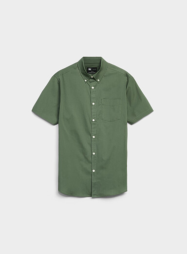 Le 31: La chemise manches courtes unie <b>Coupe moderne</b> Vert bouteille - Sapin pour homme