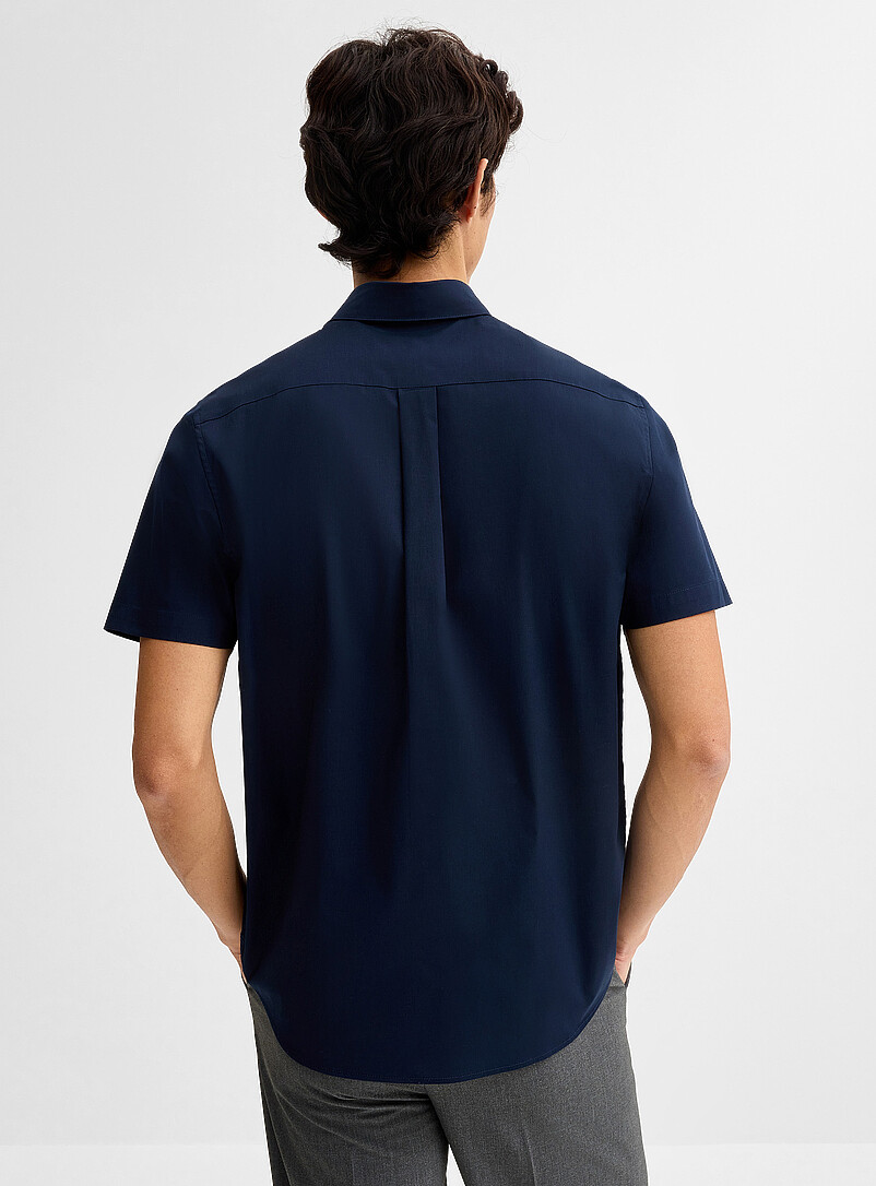 Le 31 Blue Short-sleeve solid shirt <b>Modern fit</b> for men