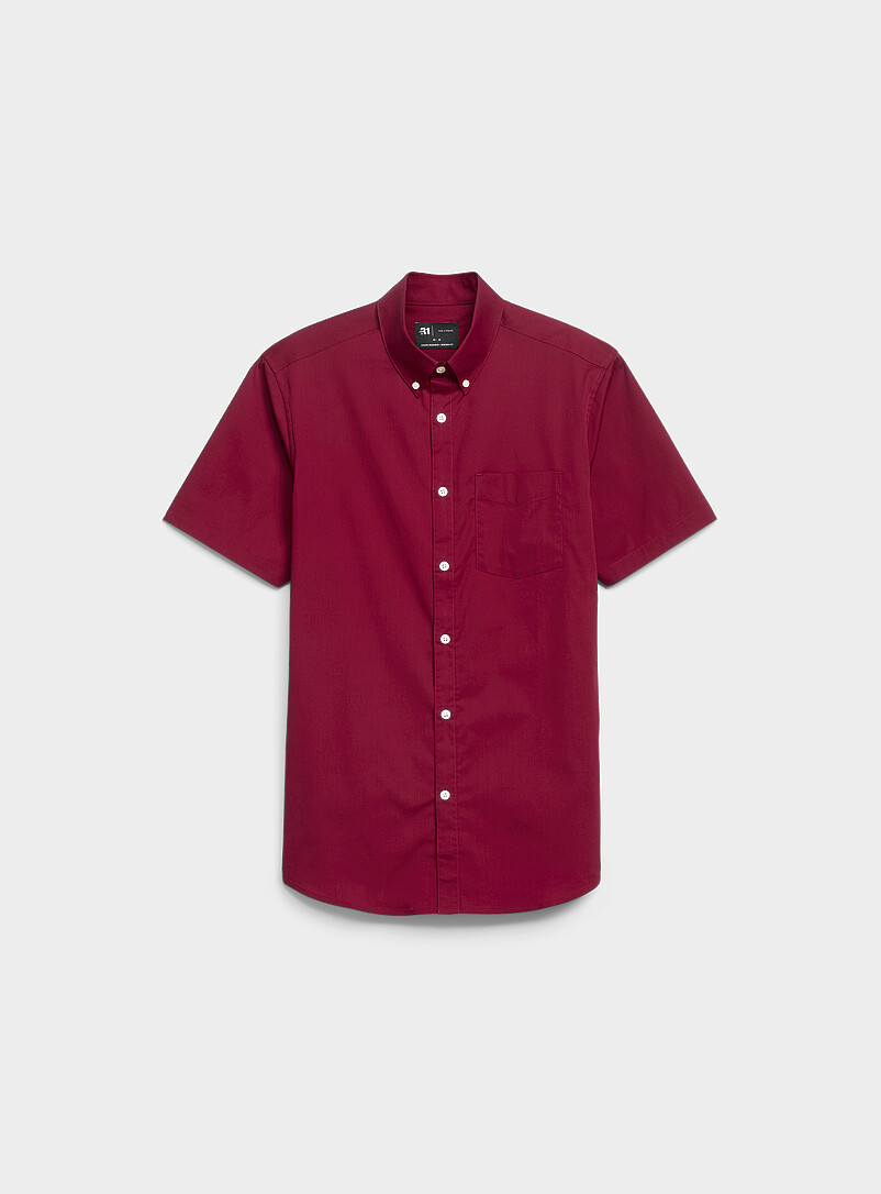 Le 31 Blue Short-sleeve solid shirt <b>Modern fit</b> for men