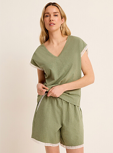 Lace-accent Supima&reg; cotton pyjama short