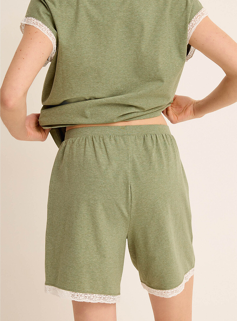 Miiyu: Le short pyjama coton SUPIMA<sup><small>MD</small></sup> accents dentelle Sable pour femme