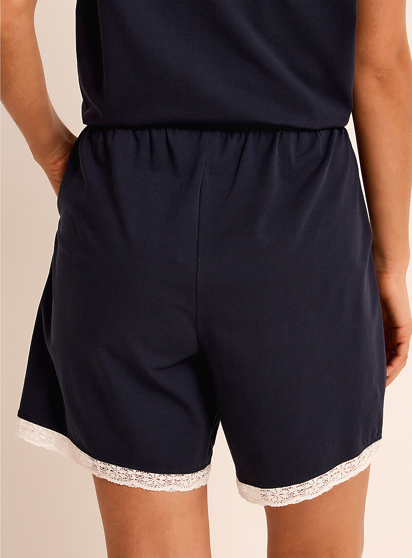 Miiyu: Le short pyjama coton SUPIMA<sup><small>MD</small></sup> accents dentelle Sable pour femme