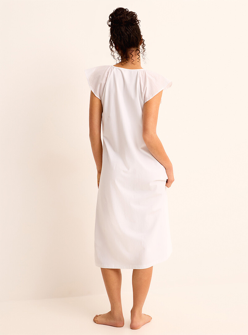Miiyu: La longue robe de nuit jersey accents dentelle Blanc pour femme