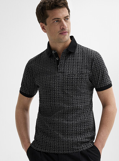 Mosaic pattern liquid cotton polo