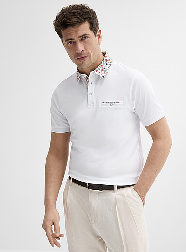 Floral-accent liquid cotton polo <b>Made with Liberty Fabric</b>