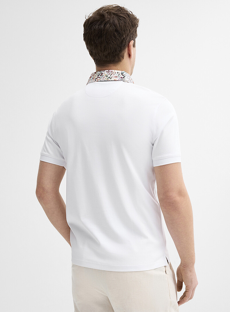 Le 31: Le polo coton liquide accents floraux <b>Fait d'un tissu Liberty Fabric</b> Blanc pour homme