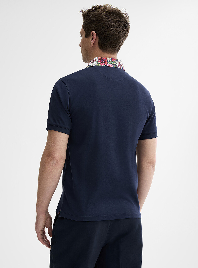 Le 31: Le polo coton liquide accents floraux <b>Fait d'un tissu Liberty Fabric</b> Blanc pour homme