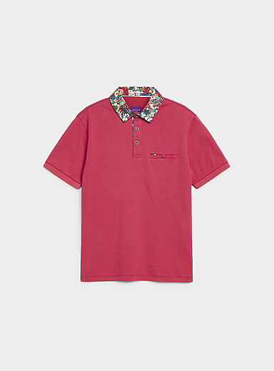 Floral-accent liquid cotton polo <b>Made with Liberty Fabric</b>