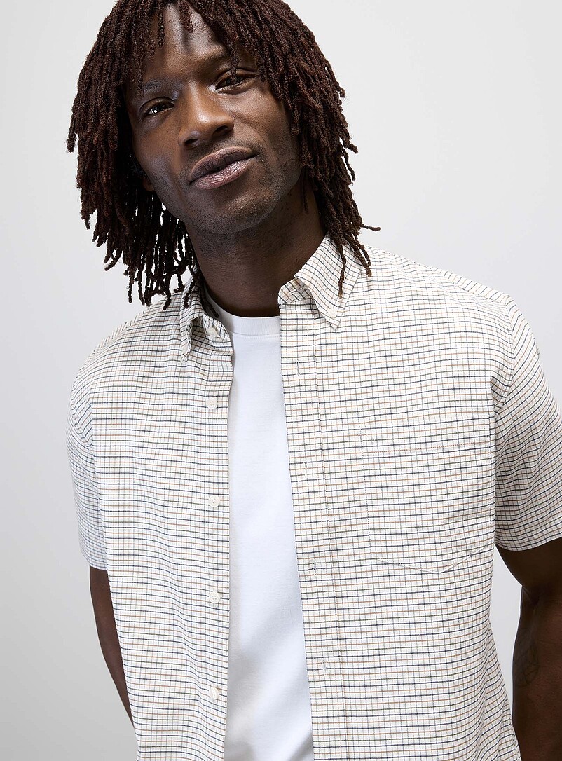 Small-check Oxford shirt Modern fit | Le 31 | Shop Men's Short