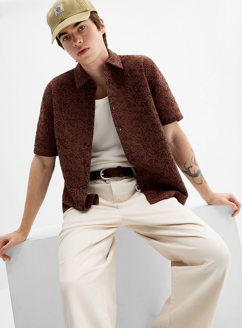 Djab: La chemise jacquard dentelle Chocolat - Espresso pour homme