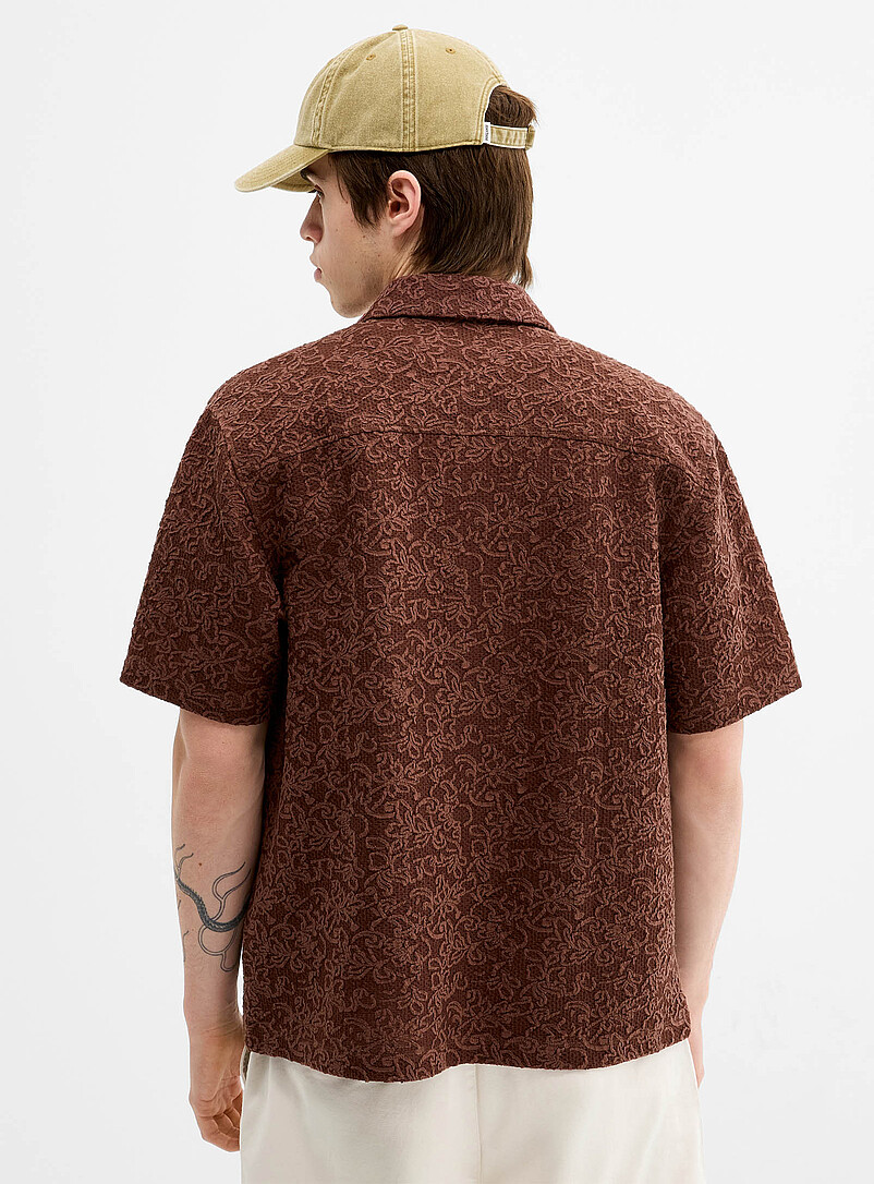 Djab: La chemise jacquard dentelle Chocolat - Espresso pour homme