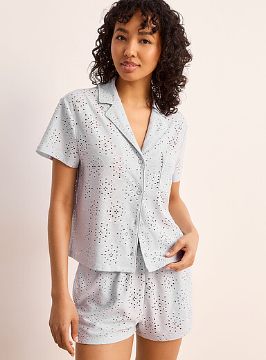 Miiyu x Twik Baby Blue Broderie anglaise pyjama set for women