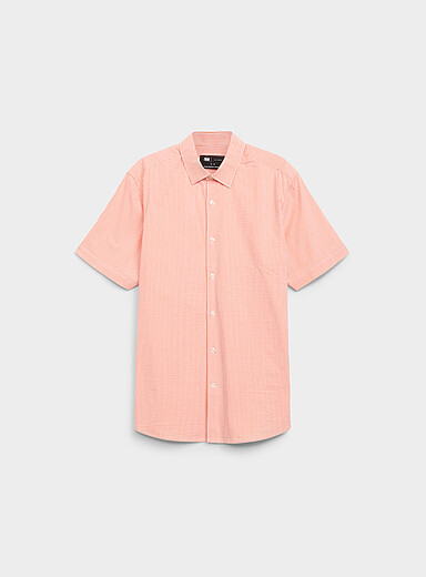 Le 31: La chemise seersucker rayure color&eacute;e <b>Coupe moderne</b> P&ecirc;che pour homme