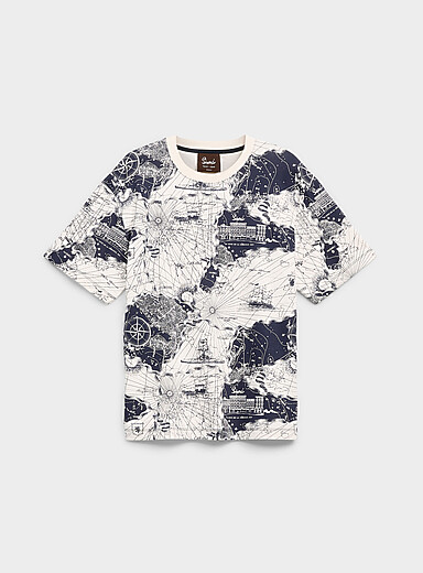 Simons Patterned White A Grand Voyage T-shirt <b>Our History, Our Heritage Collection</b> Unisex for women