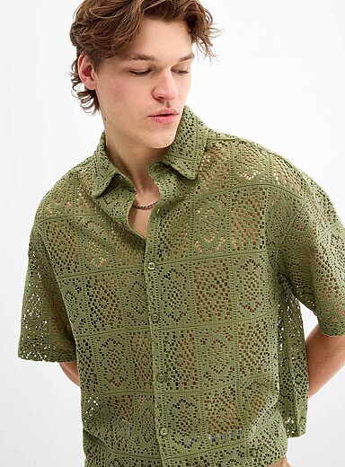 La chemise crochet mosa&iuml;que <b>Coupe carr&eacute;e</b>