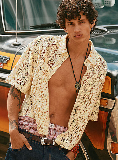 Mosaic crochet shirt <b>Boxy fit</b>