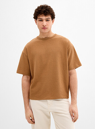 Crepe knit T-shirt <b>Oversized fit</b>