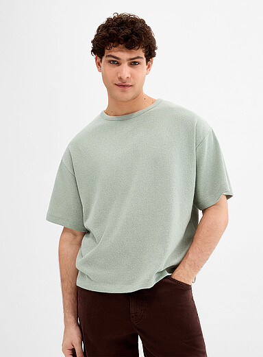 Le 31: Le t-shirt tricot cr&ecirc;pe <b>Coupe ample</b> Vert pistache - Menthe pour homme