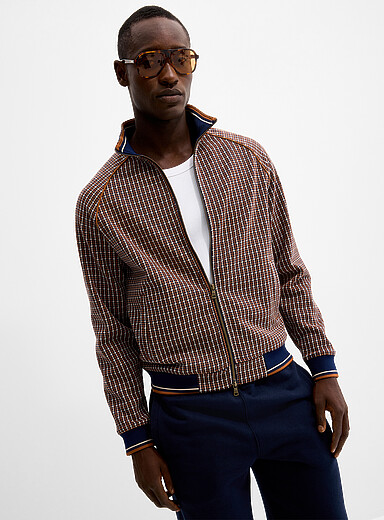 Le 31 Rust Houndstooth track jacket for men