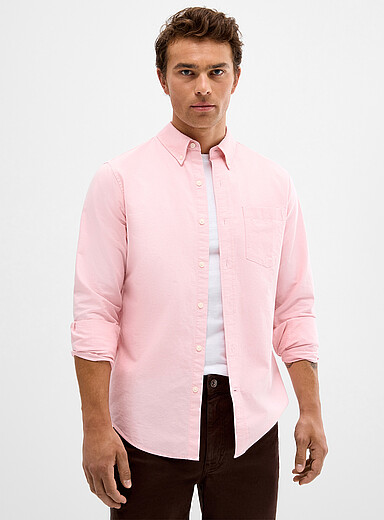 Le 31 Pink Colourful Oxford shirt <b>Modern fit</b> for men