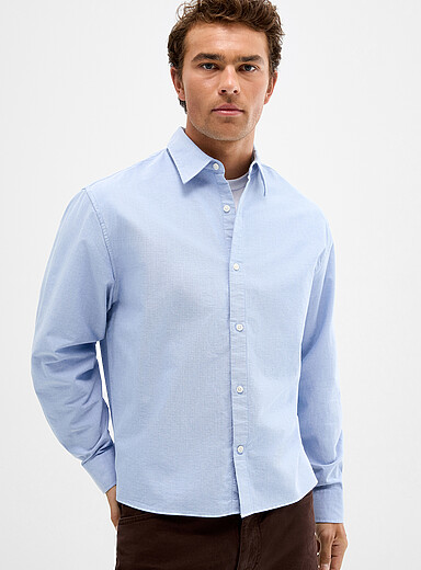 Le 31: La chemise oxford &eacute;pur&eacute;e <b>Coupe carr&eacute;e</b> Bleu p&acirc;le - Bleu ciel pour homme