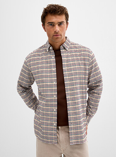 Le 31: La chemise oxford carreau vichy <b>Coupe confort</b> Blanc cass&eacute; pour homme