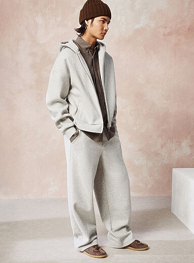 Le 31: Le pantalon feutre chin&eacute; Coupe ample Gris pour homme