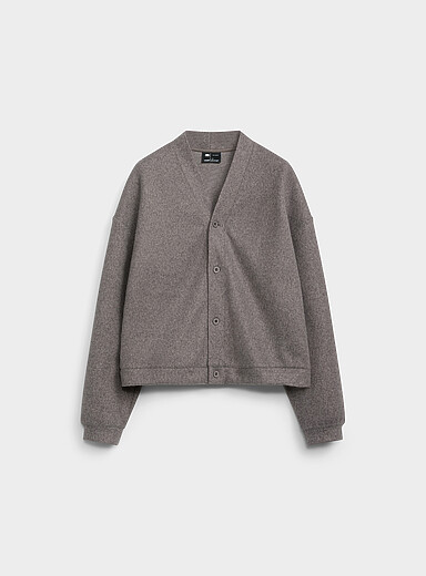 Le 31 Oxford Heather felt V-neck cardigan for men