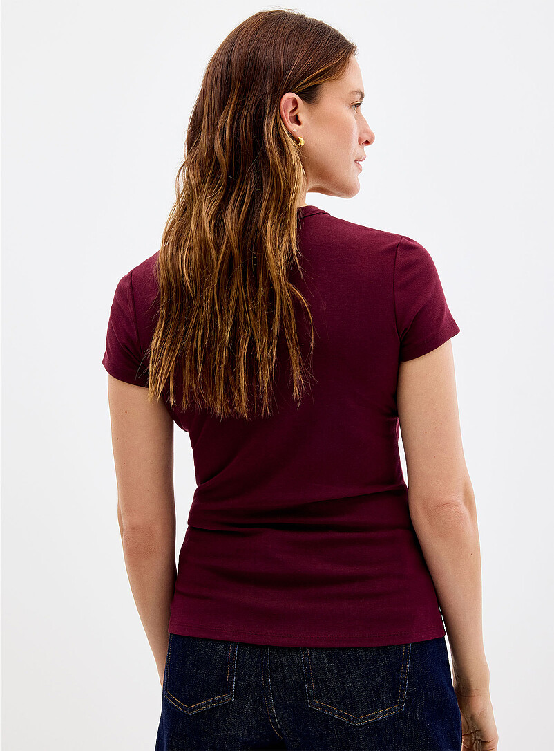 Contemporaine Chocolate/Espresso Plain fitted crew-neck T-shirt for women