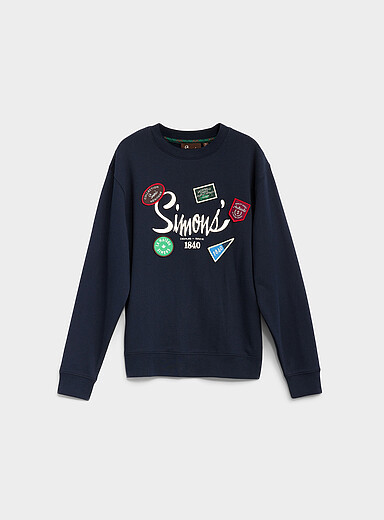 Simons: Le sweat envers molletonn&eacute; &eacute;cussons 1840 <b>Collection Notre histoire en h&eacute;ritage</b> Unisexe Bleu fonc&eacute; - Indigo pour femme