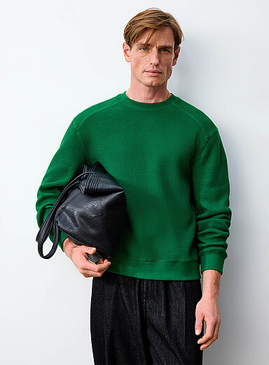 Le 31 Green Thick waffled jersey T-shirt <b>Comfort fit</b> for men