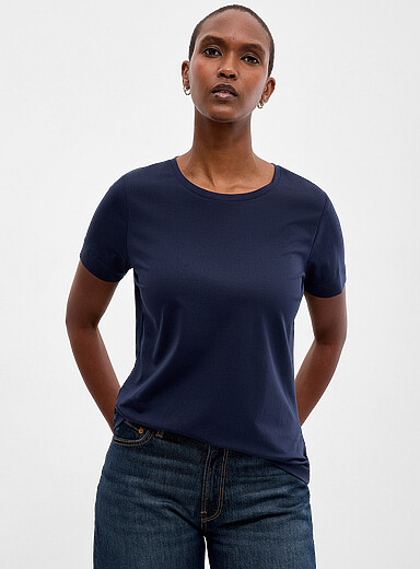 Contemporaine Navy/Midnight Blue SUPIMA&reg; cotton crew-neck T-shirt for women