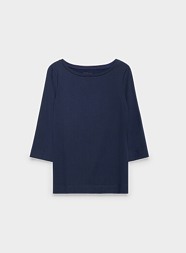 Contemporaine: Le t-shirt col bateau coton SUPIMA<sup>MD</sup> Bleu marine - Bleu nuit pour femme