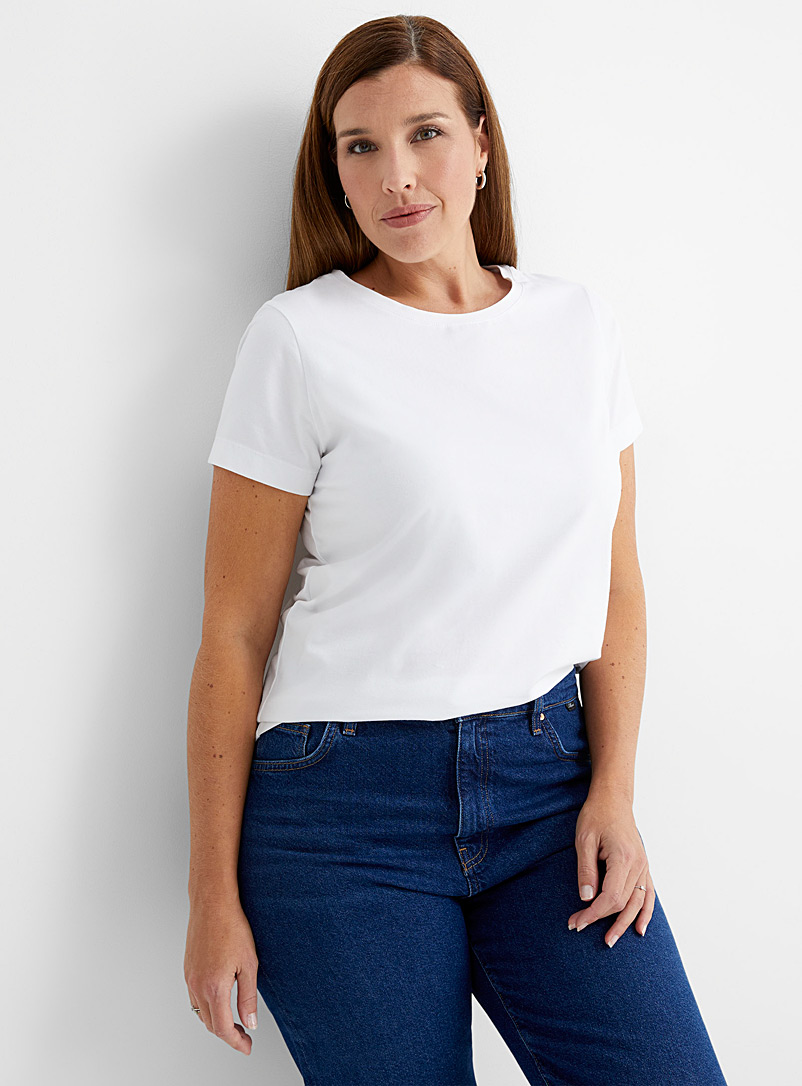 Contemporaine White SUPIMA® cotton short-sleeve tee for women